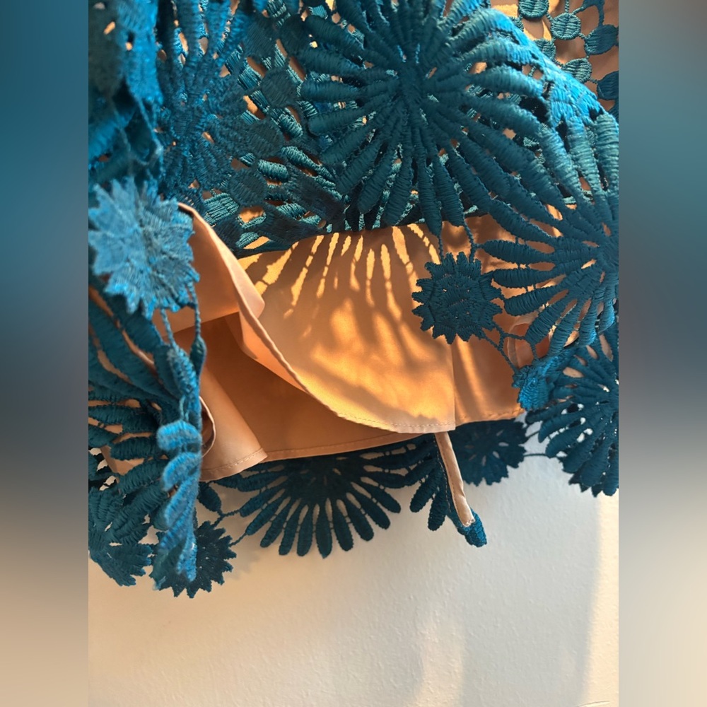 Free People x Saylor Presley mini party dress in aqua teal - Picture 9 of 10